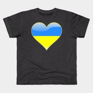 Ukrainian flag inside a heart Kids T-Shirt